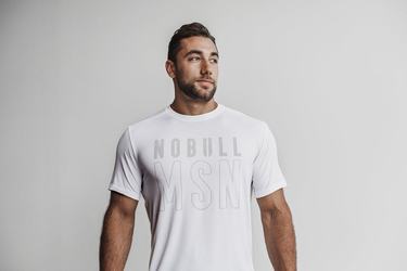 Nobull (Madison) Men's T Shirts White | Australia (GH1465)